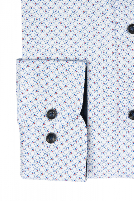 Camasa bumbac slim alba cu modele geometrice [2]