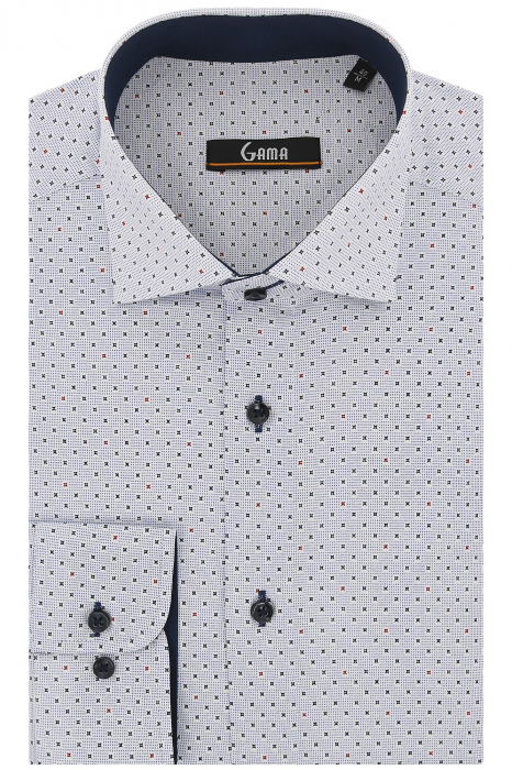 Camasa bumbac slim cu imprimeu mixt [2]