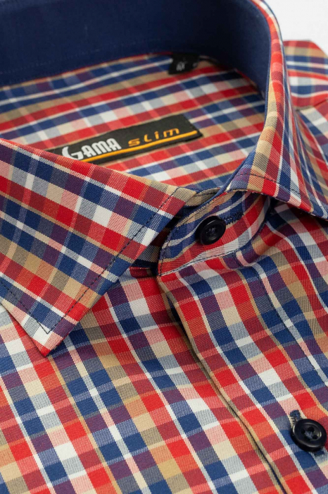 Camasa casual cu carouri slim fit [2]