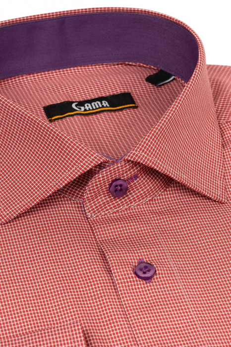 Camasa casual regular cu carouri rosii [2]