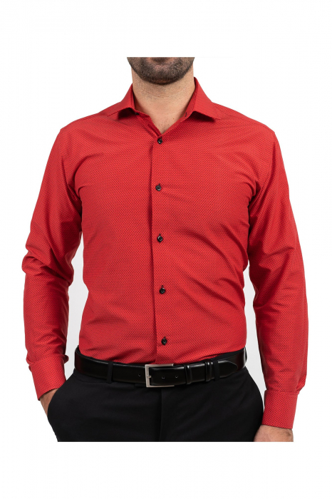 Camasa casual slim fit rosie cu imprimeuri [4]
