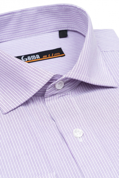 Camasa cu dungi mov deschis slim fit [2]