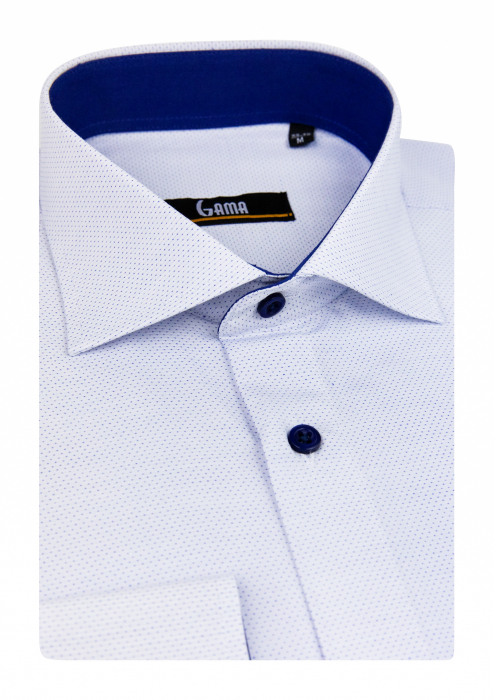 Camasa cu maneca lunga regular cu imprimeuri mici bleumarin [2]