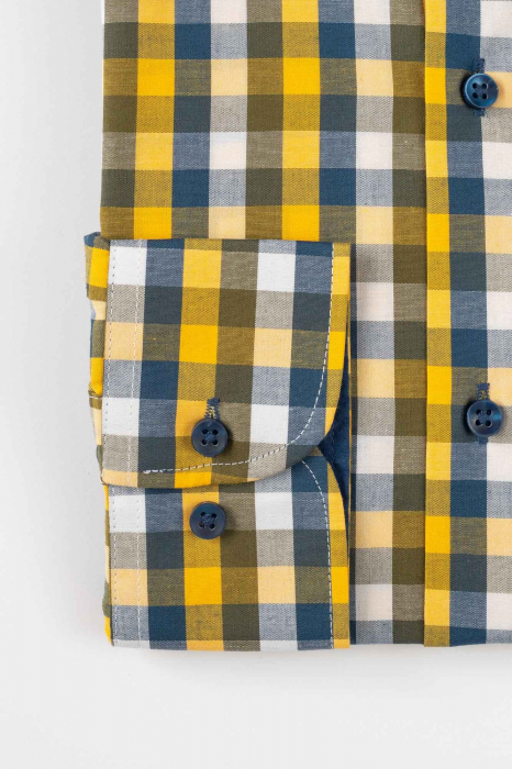 Camasa cu maneca lunga slim galbena cu carouri [4]