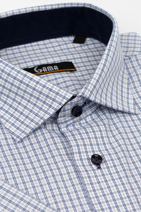 Camasa cu maneca scurta regular cu carouri albastre [2]