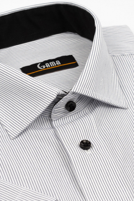 Camasa cu maneca scurta regular fit alba cu dungi negre [2]
