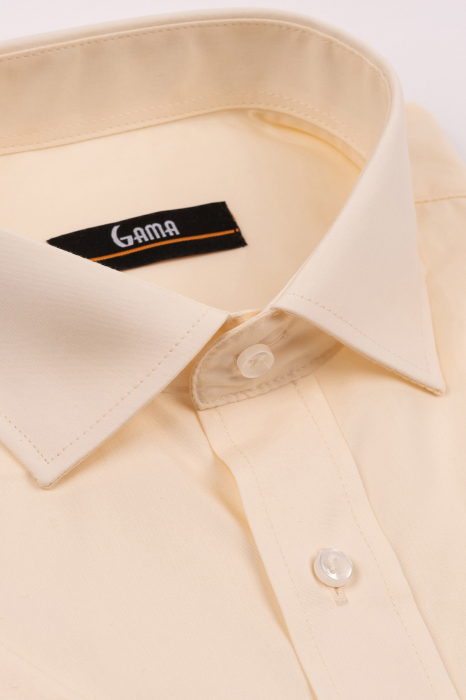 Camasa cu maneca scurta regular fit  bej uni [2]