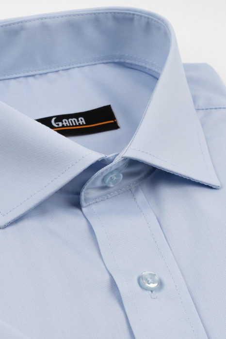 Camasa cu maneca scurta regular fit bleu uni [2]