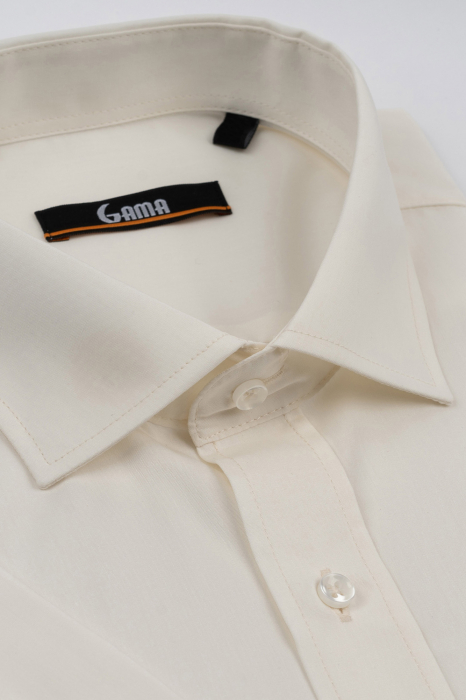 Camasa cu maneca scurta regular fit  crem uni [2]