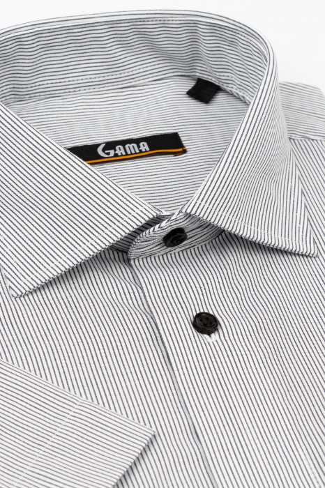 Camasa cu maneca scurta regular fit cu dungi negre 3XL si 4XL [2]