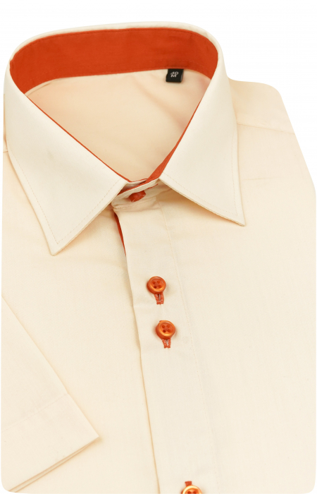 Camasa cu maneca scurta slim uni crem [2]