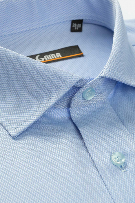 Camasa eleganta bleu cu model in tesatura slim fit [2]