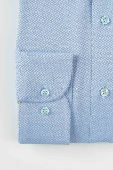 Camasa eleganta bleu cu model in tesatura slim fit [3]