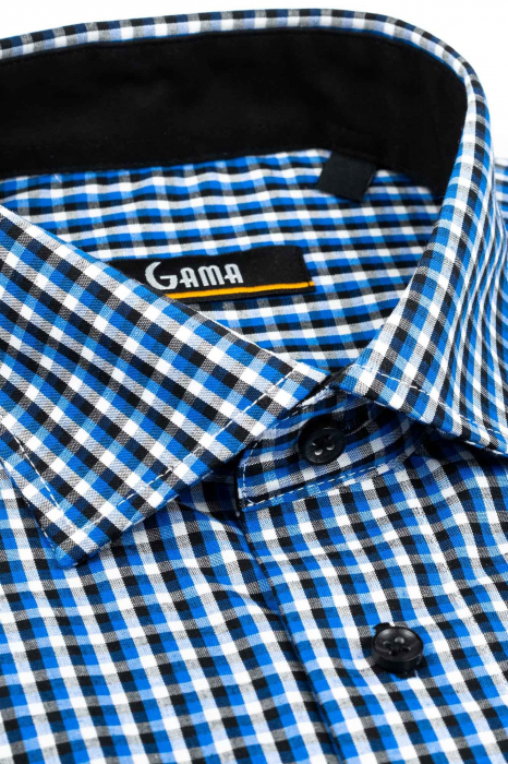 Camasa maneca scurta regular cu carouri albastre [2]