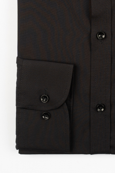 Camasa neagra regular fit cu guler tunica [2]