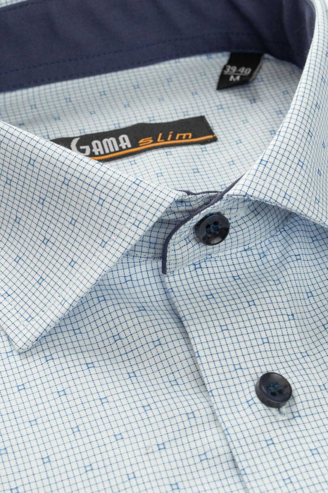 Camasa office cu carouri mici albastre [3]