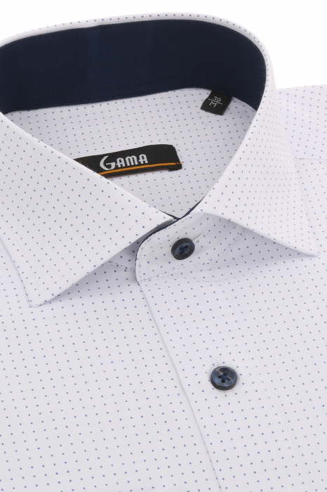 Camasa slim fit alba cu buline [2]