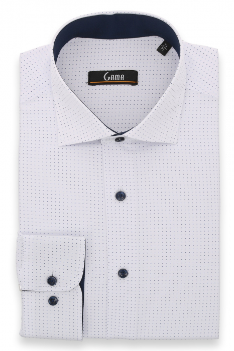 Camasa slim fit alba cu buline [1]