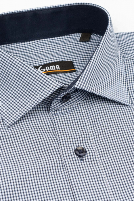 Camasa regular alba cu carouri bleu si bleumarin [3]