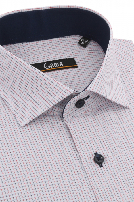 Camasa regular alba cu carouri mici [2]