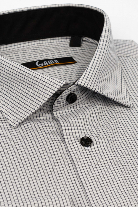 Camasa regular alba cu carouri negre [3]