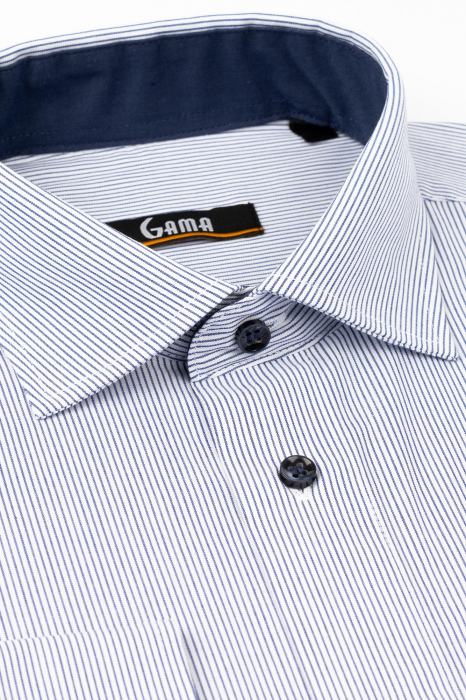 Camasa regular alba cu dungi bleumarin [2]