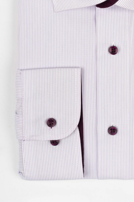 Camasa regular fit alba  cu dungi mov 2XL-4XL [3]