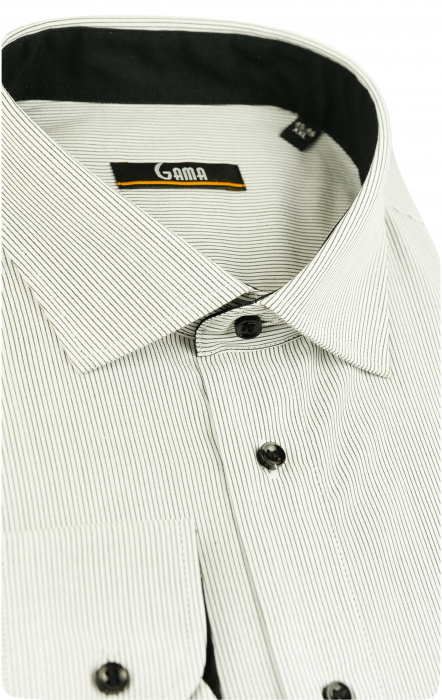 Camasa regular alba cu dungi negre [2]