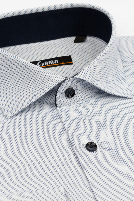 Camasa regular fit alba cu imprimeu bleumarin [3]