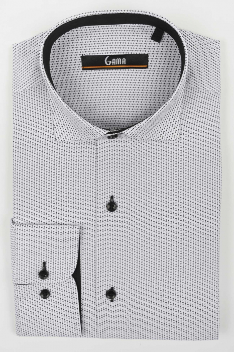 Camasa regular alba cu imprimeuri negre [4]