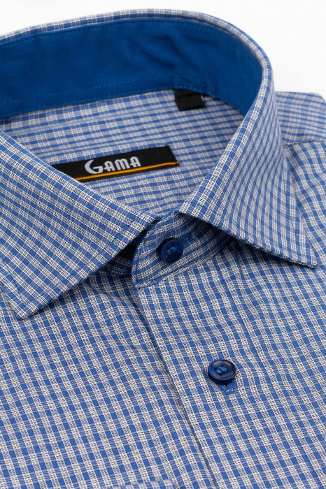 Camasa regular albastra cu carouri albe [3]