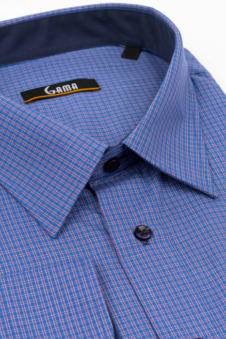 Camasa regular albastra  cu carouri mov 3XL-4XL [3]