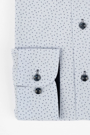 Camasa regular albastra cu imprimeu alb si bleumarin [3]