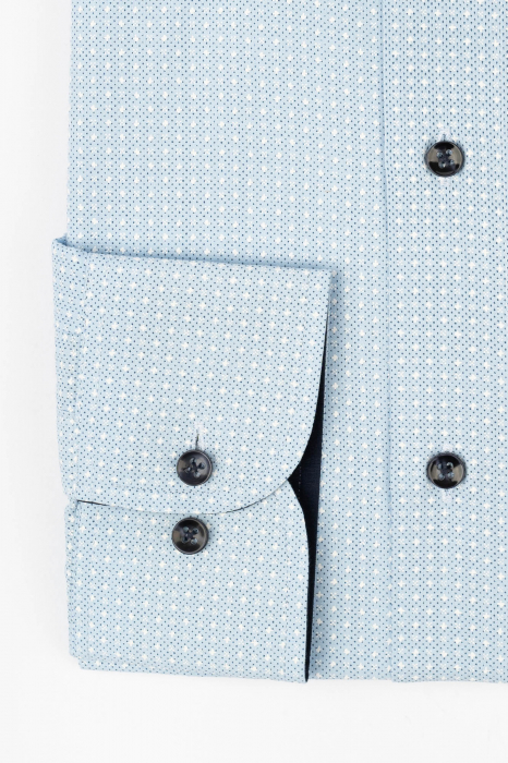 Camasa regular bleu cu imprimeu alb [2]