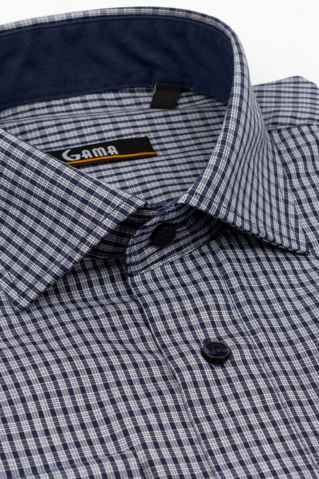 Camasa regular bleumarin cu carouri albe 2XL [3]