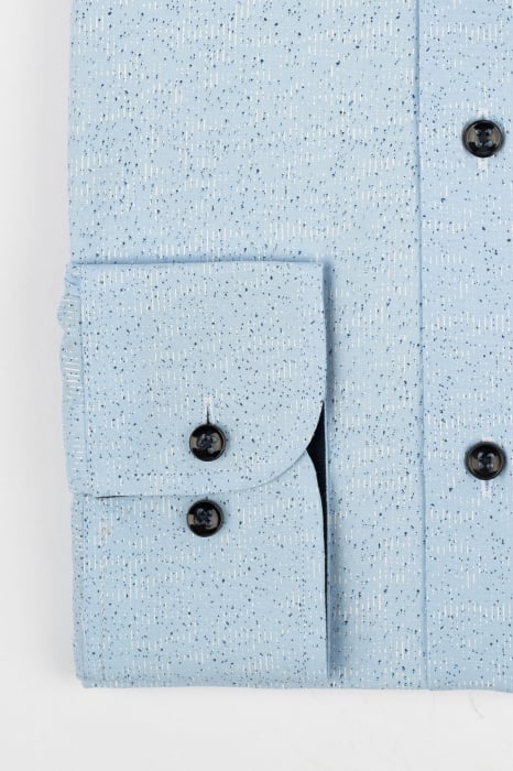 Camasa regular bleu cu imprimeu alb si bleumarin [2]