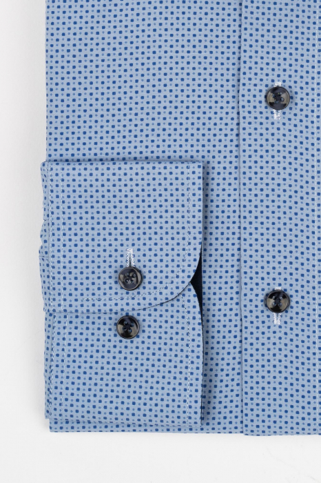 Camasa slim bleu cu imprimeu geometric albastru 2XL [2]