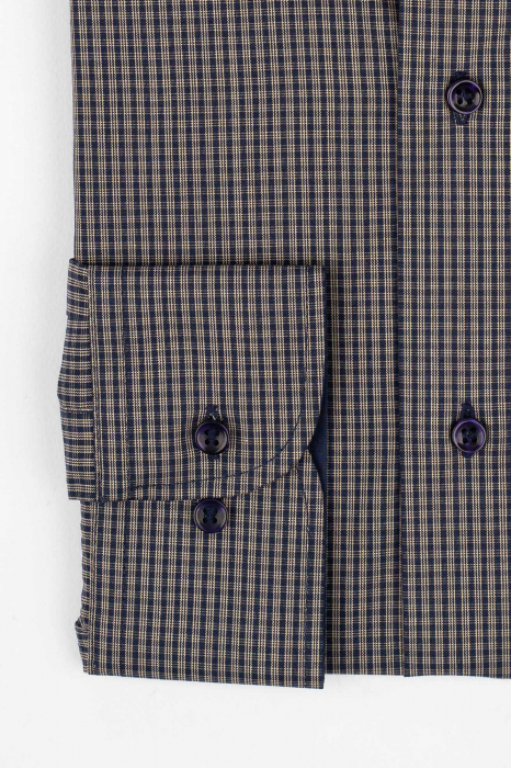 Camasa regular bleumarin cu carouri bej [3]