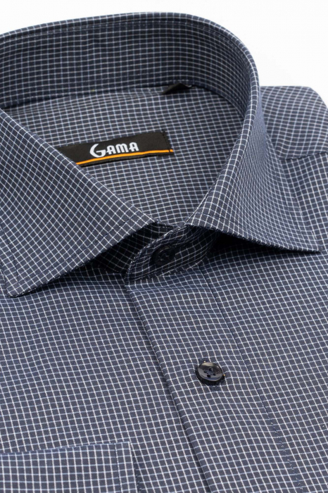 Camasa regular bleumarin cu carouri bleu [3]