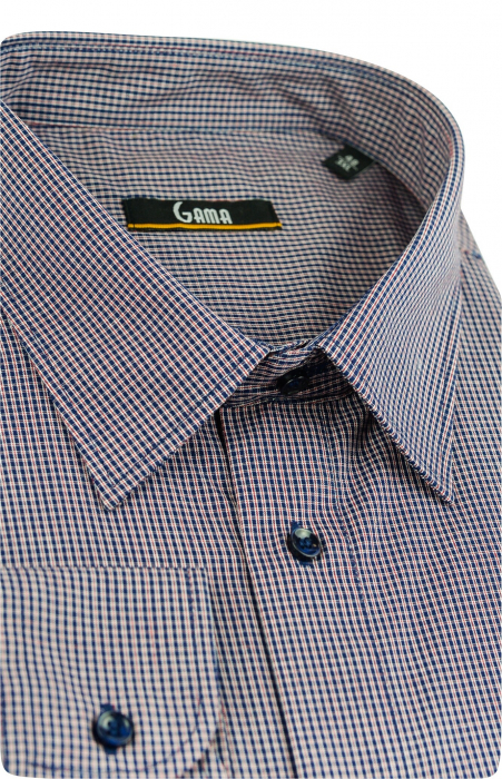 Camasa regular bleumarin cu carouri rosii [2]