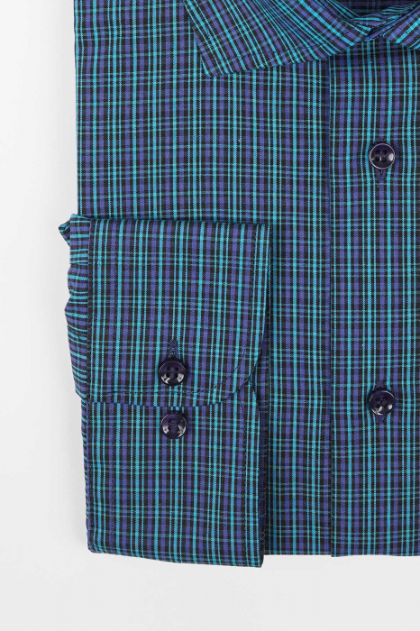 Camasa regular bleumarin cu carouri verzi 2XL-4XL [3]
