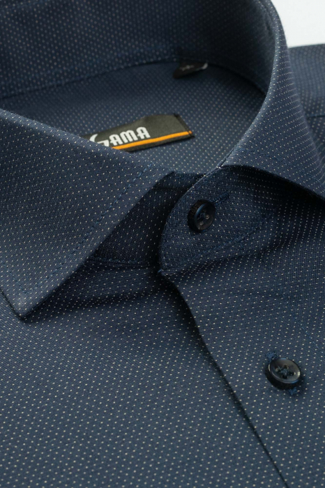 Camasa regular bleumarin cu picouri [2]