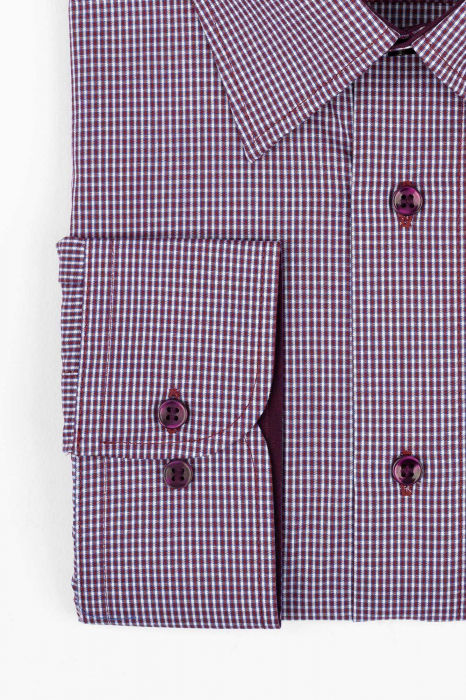 Camasa regular bordo cu carouri albastre si albe [2]