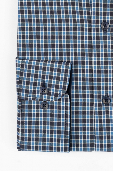 Camasa regular alba  cu carouri bleumarin si bleu [2]