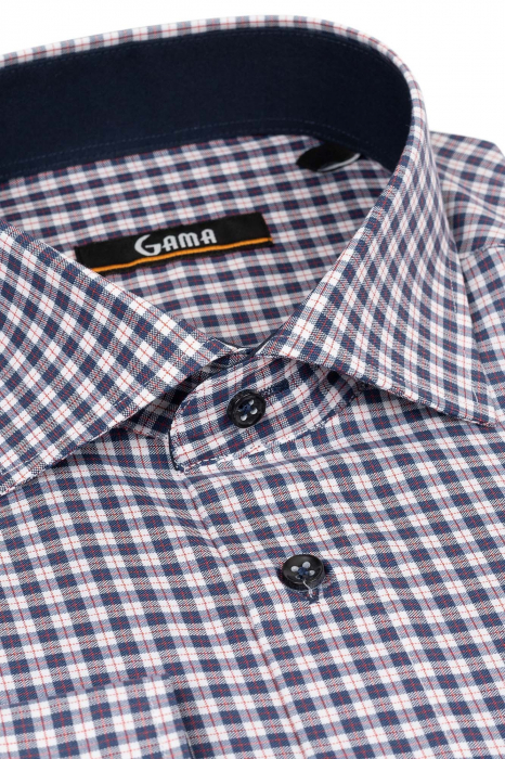 Camasa regular cu carouri bleumarin si rosu [2]