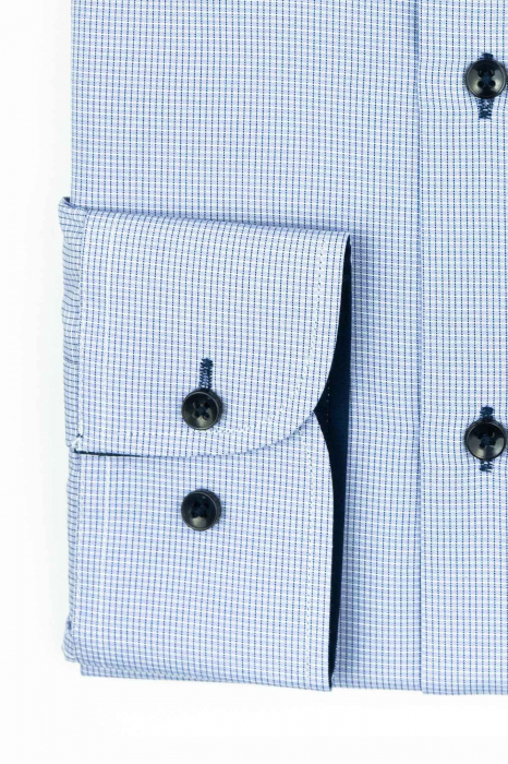 Camasa regular cu carouri mici bleu [3]
