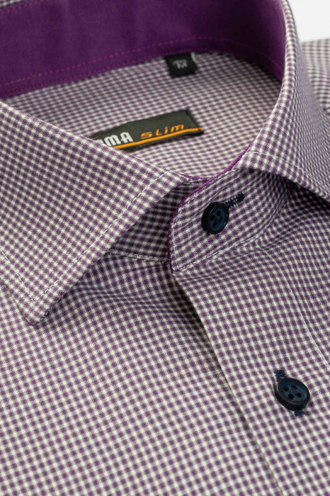 Camasa regular cu carouri mici mov [2]