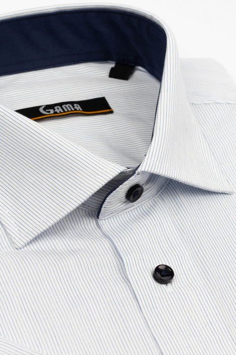 Camasa regular cu maneca scurta cu dungi albastre 2XL [2]