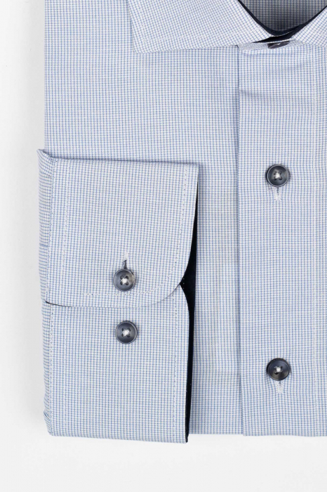Camasa regular fit alba cu carouri mici bleu si lila 3XL-4XL [2]