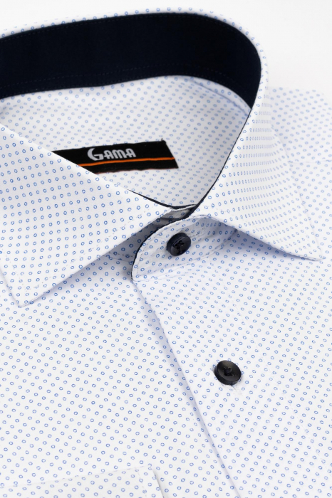 Camasa regular fit alba cu cercuri  bleu [2]